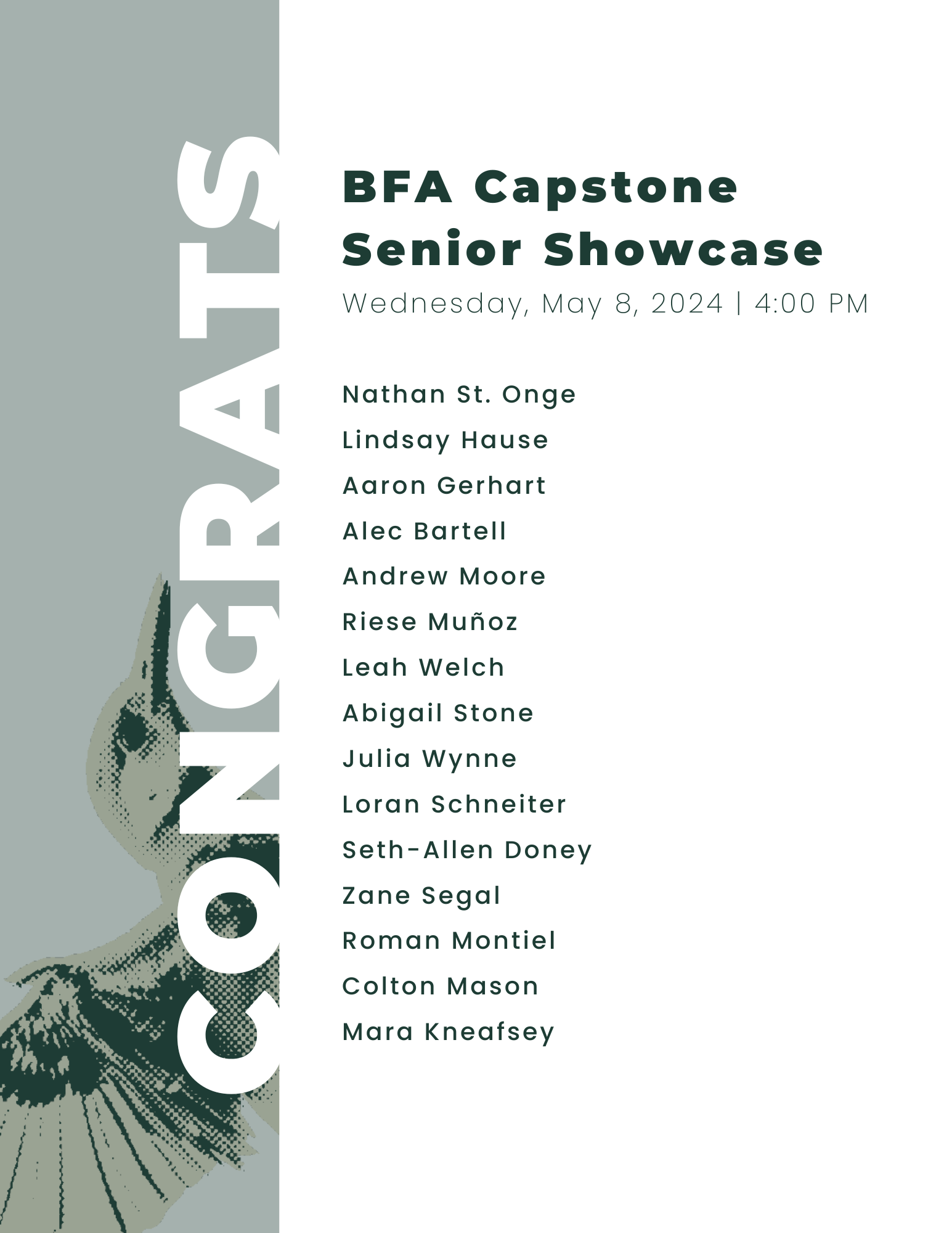 List of spring 2024 BFA capstone cohort